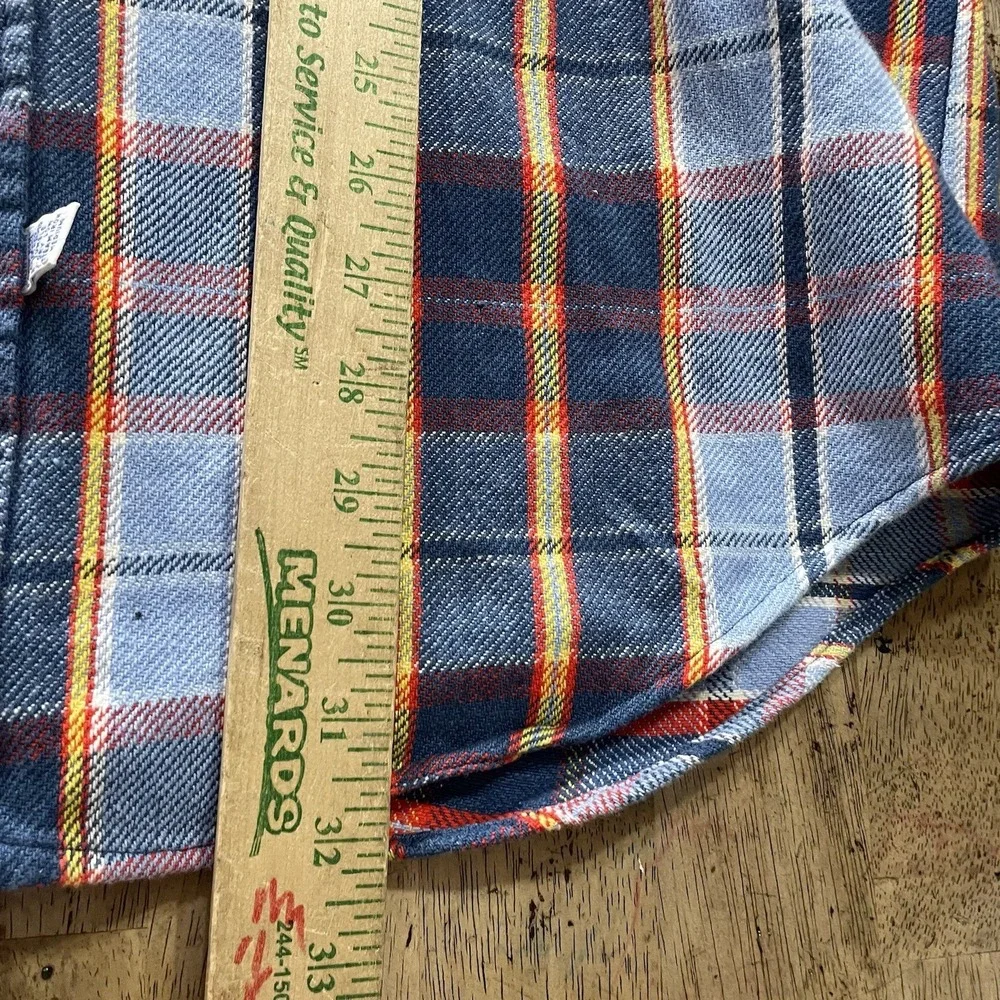 Polo Ralph Lauren 100% Cotton Flannel Shirt Mens M Blue Plaid Vintage‎ 90s Flap